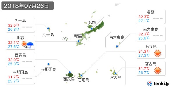 沖縄県(2018年07月26日の天気
