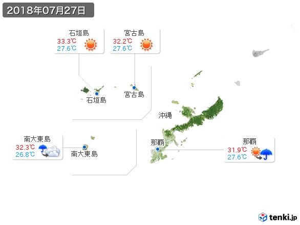 沖縄地方(2018年07月27日の天気