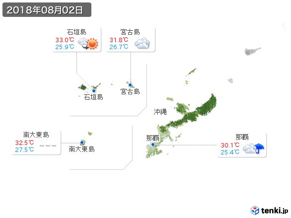 沖縄地方(2018年08月02日の天気