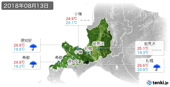 道央(2018年08月13日の天気
