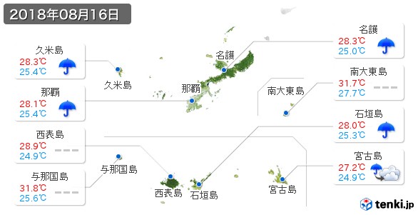 沖縄県(2018年08月16日の天気