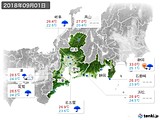 2018年09月01日の東海地方の実況天気