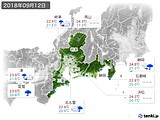 2018年09月12日の東海地方の実況天気