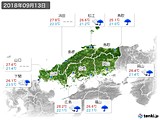 2018年09月13日の中国地方の実況天気