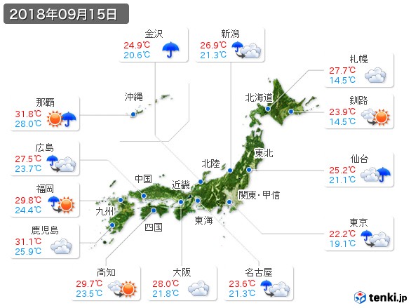 (2018年09月15日の天気