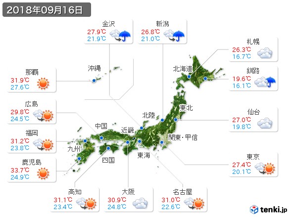 (2018年09月16日の天気