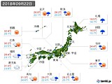 2018年09月22日の実況天気