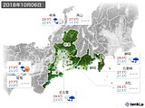 2018年10月06日の東海地方の実況天気