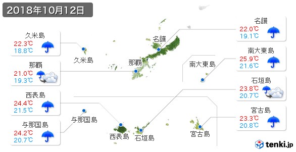 沖縄県(2018年10月12日の天気