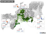 2018年10月17日の東海地方の実況天気