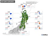 2018年10月28日の東北地方の実況天気