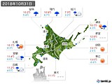 2018年10月31日の北海道地方の実況天気