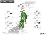 2018年11月04日の東北地方の実況天気