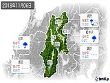 2018年11月06日の長野県の実況天気