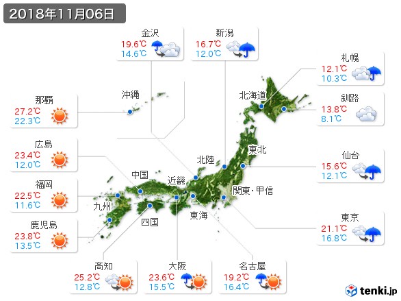 (2018年11月06日の天気