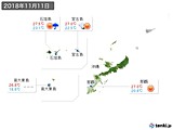 2018年11月11日の沖縄地方の実況天気