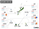 2018年11月11日の沖縄県の実況天気