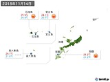 2018年11月14日の沖縄地方の実況天気