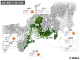 2018年11月15日の東海地方の実況天気