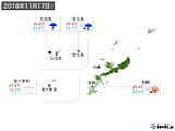 2018年11月17日の沖縄地方の実況天気