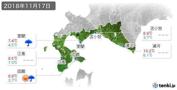 道南(2018年11月17日の天気