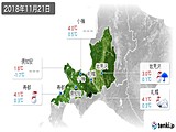 2018年11月21日の道央の実況天気
