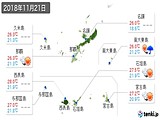 2018年11月21日の沖縄県の実況天気