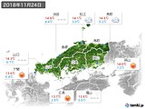 2018年11月24日の中国地方の実況天気