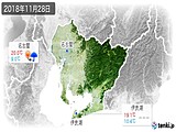 2018年11月28日の愛知県の実況天気