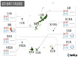 2018年11月28日の沖縄県の実況天気