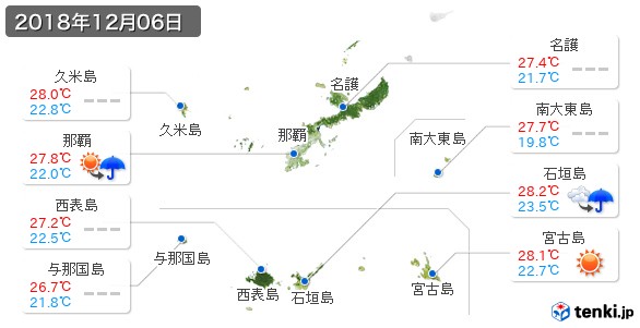 沖縄県(2018年12月06日の天気