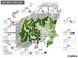 2018年12月13日の関東・甲信地方の実況天気