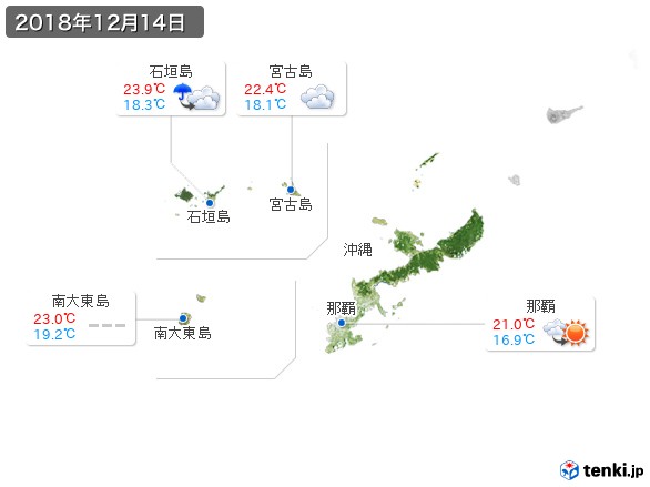 沖縄地方(2018年12月14日の天気