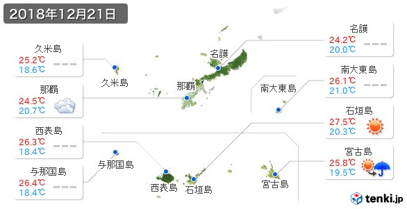 沖縄県(2018年12月21日の天気