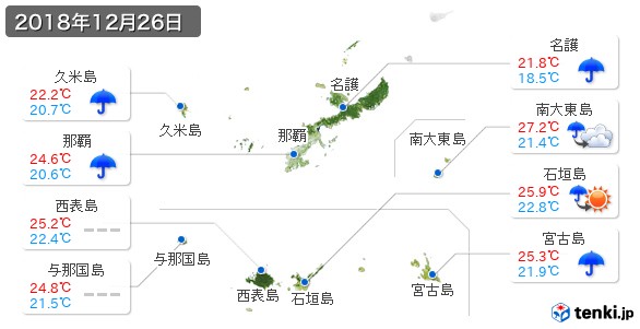 沖縄県(2018年12月26日の天気