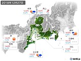 2018年12月27日の東海地方の実況天気