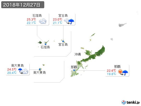 沖縄地方(2018年12月27日の天気