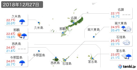 沖縄県(2018年12月27日の天気