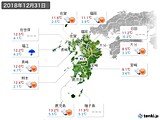 2018年12月31日の九州地方の実況天気