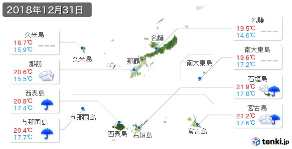 沖縄県(2018年12月31日の天気