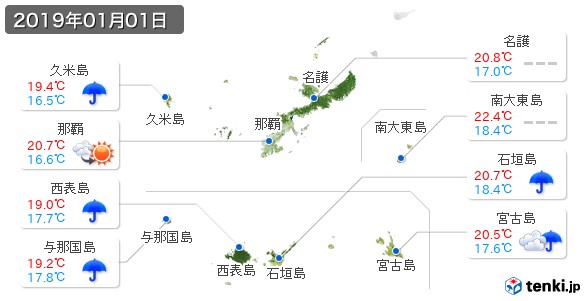 沖縄県(2019年01月01日の天気