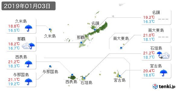 沖縄県(2019年01月03日の天気