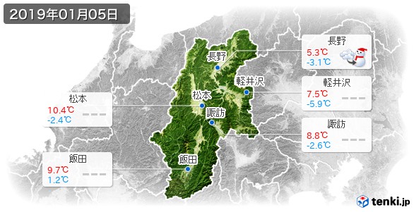 長野県(2019年01月05日の天気