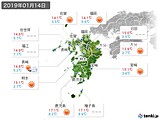 2019年01月14日の九州地方の実況天気