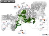 2019年01月25日の東海地方の実況天気