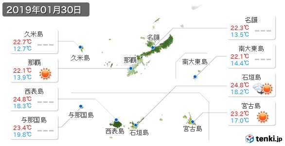 沖縄県(2019年01月30日の天気