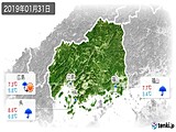 2019年01月31日の広島県の実況天気