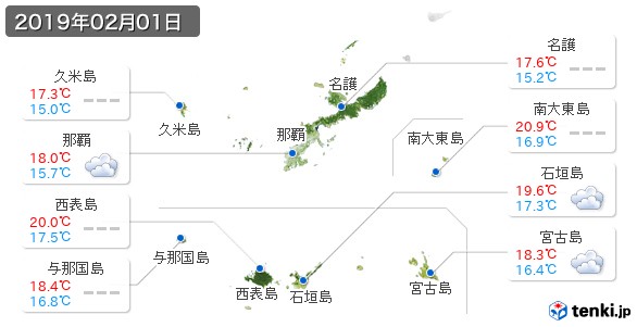 沖縄県(2019年02月01日の天気