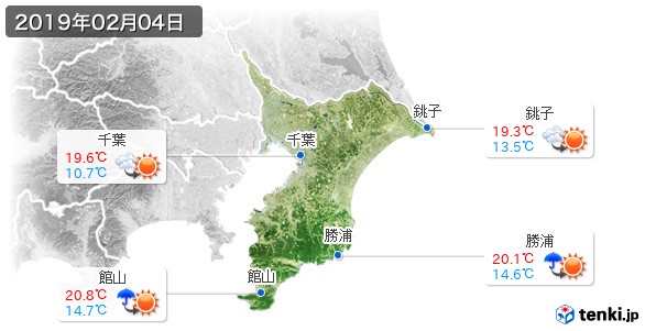 千葉県(2019年02月04日の天気