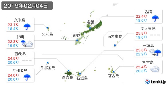 沖縄県(2019年02月04日の天気